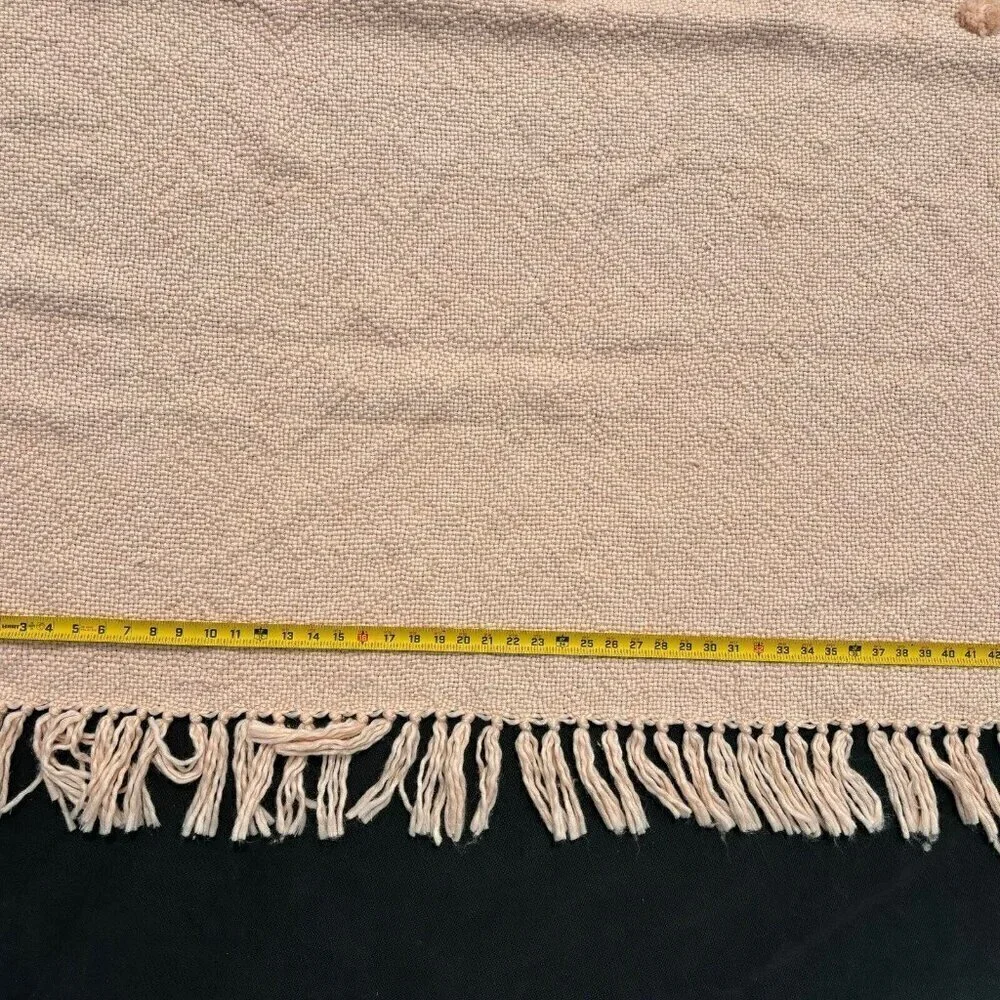 Pier 1 Imports Throw Blanket Dusty Rose Pink Pom‎ Pom Fringe